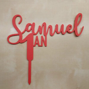 Topper cake 1 an Samuel rouge